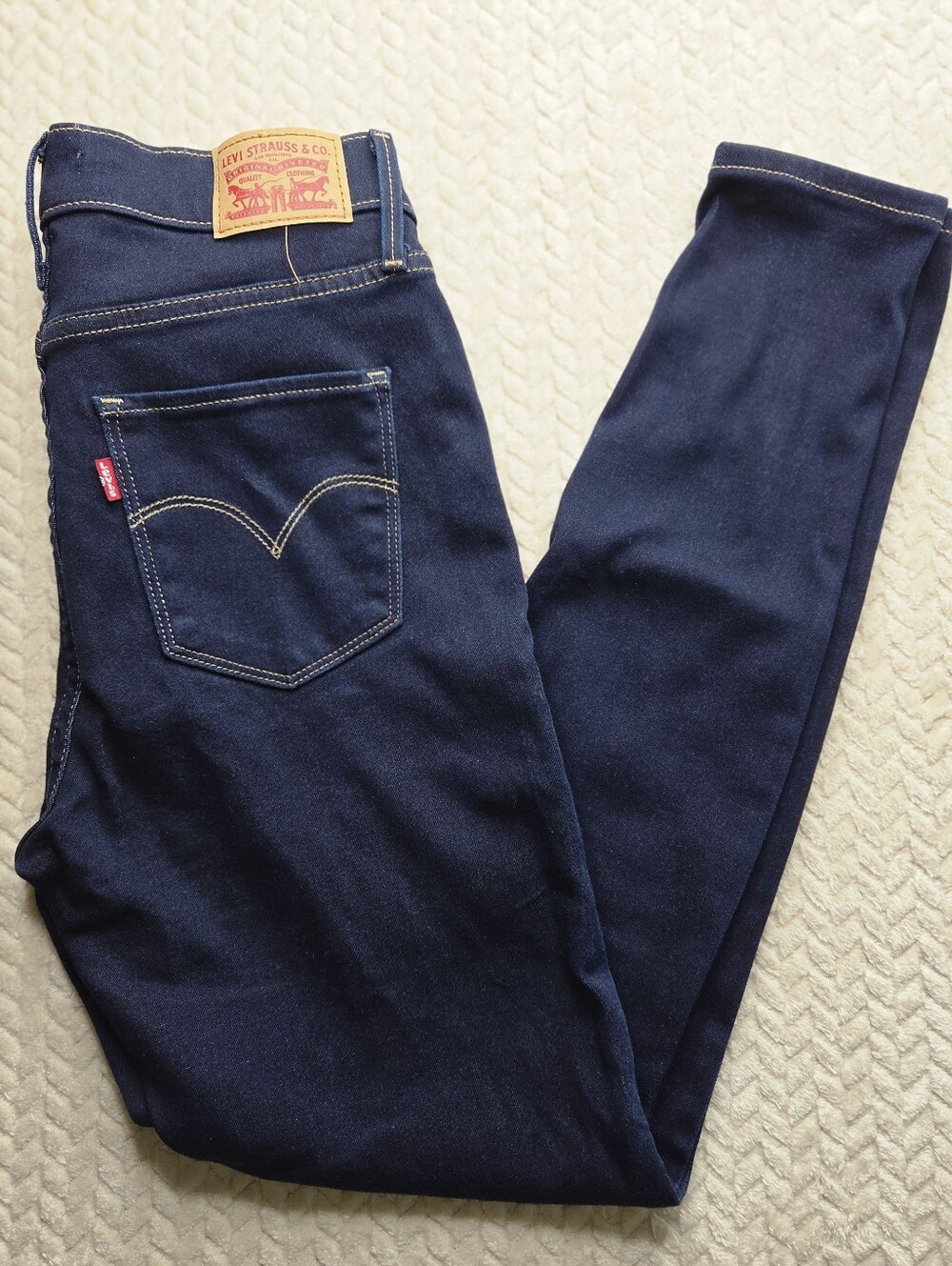 Levi's 720 High Rise Super Skinny Jeans Stretch Blue Medium Wash Womens Size 28